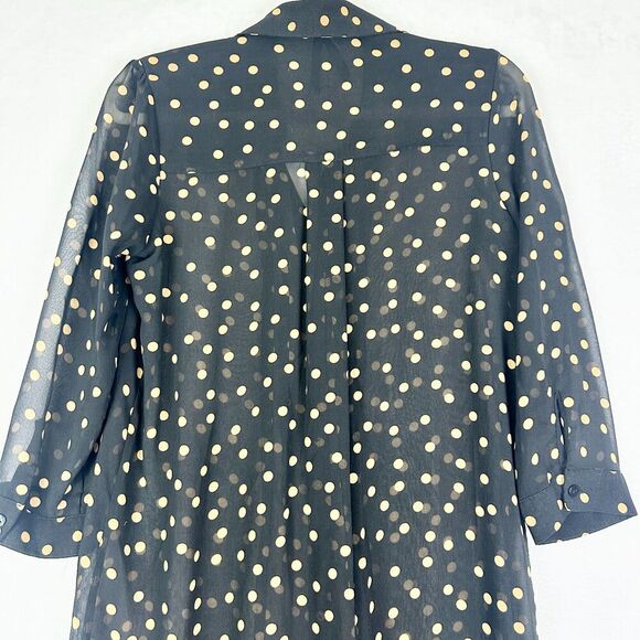 Seraphine Sheer Polka Dot Midi Shirt Dress Size 2 Maternity Black Chiffon - Picture 4 of 6